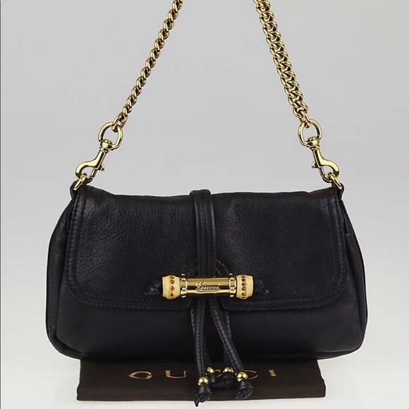 Gucci Handbags - Gucci Black Leather Bamboo Bag